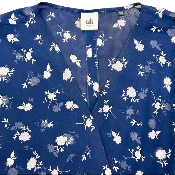 Cabi Navy Blue Sheer Floral Midi Dress Size 6 - Picture 4 of 6